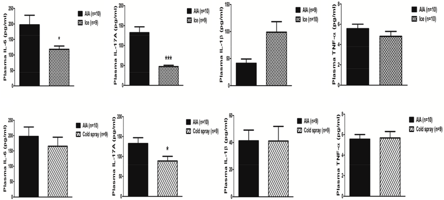 Placing mice in an ice cage and spraying them with cold air for 2 minutes can reduce the level of plasma inflammatory factors..png