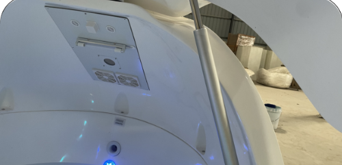 Float pod motorized door with automatic and manual operation options